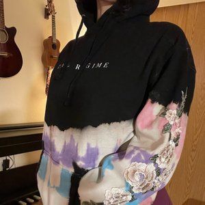 NWOT Civil Regime tie dye embroidered roses hoodie
